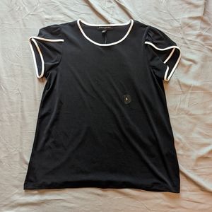 Banana Republic Black Top with White Piping, Size XS, NWT!